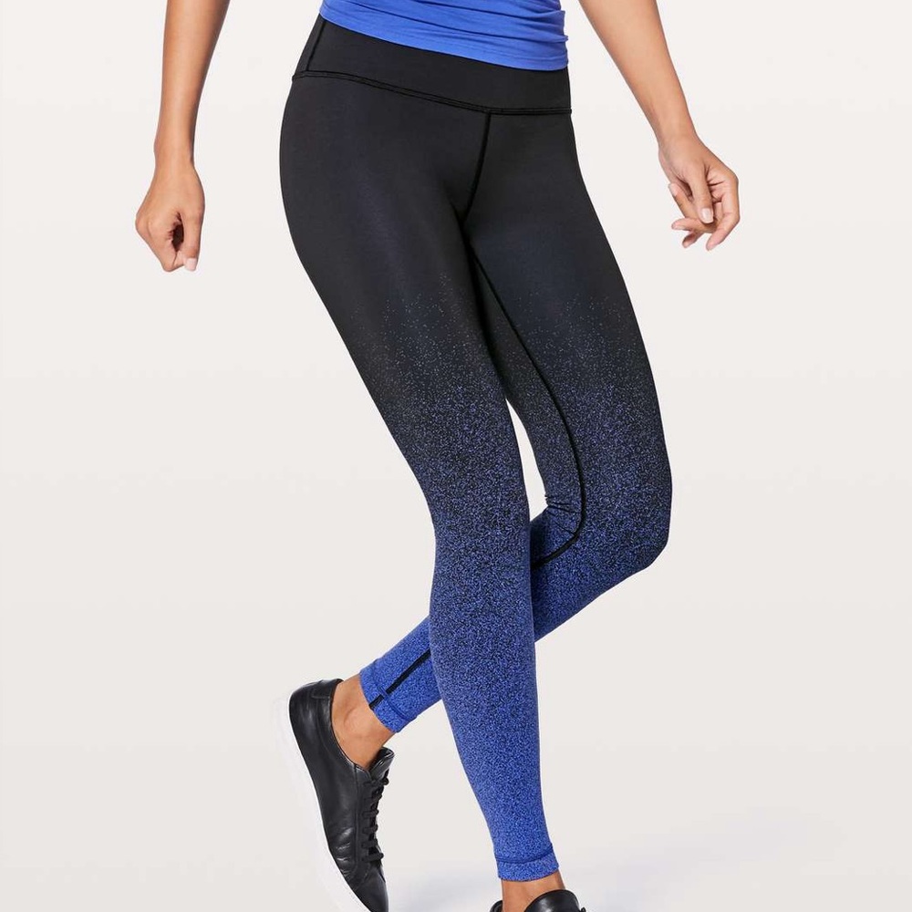 Lululemon Wunder Under Ombre Speckle Black Blazer Blue Leggings
